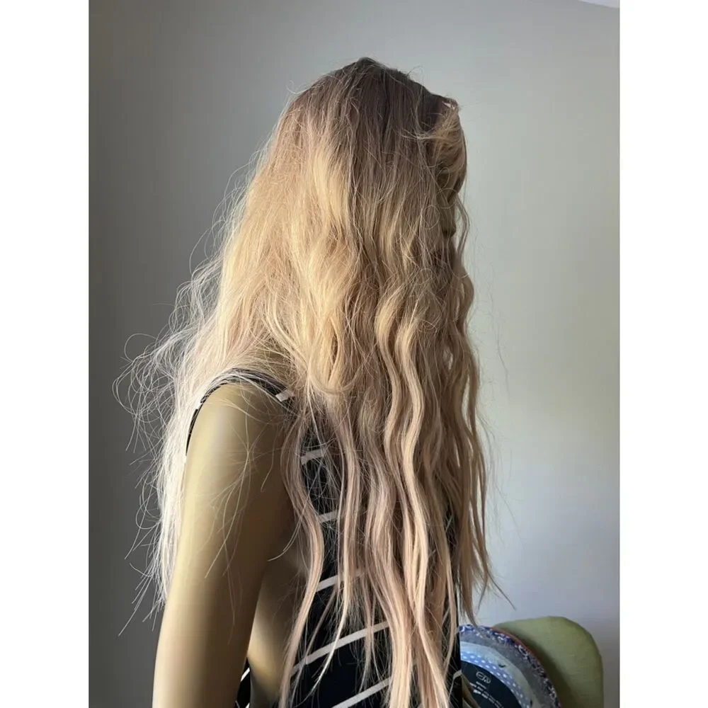 Amazon Women's Long Wavy Blonde Wig with Fringe